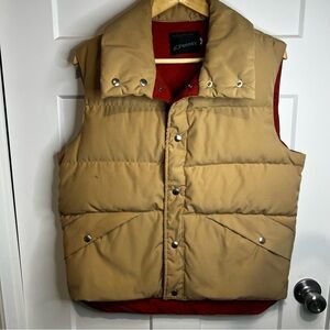 VTG JCPENNY Down Puffer Medium Beige Vest USA 525-8855 Gorpcore FLAW